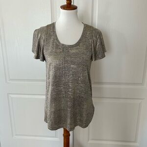 Anthropologie Metallic Short Sleeve Top